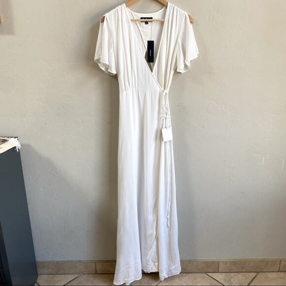 NWT Lulus Azalea Regalia White Wrap Maxi Dress‎ - Picture 5 of 11